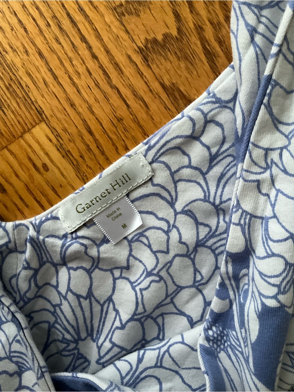 Garnet Hill Blue & White Floral Jersey Knit Cotton Maxi Dress - Picture 5 of 8
